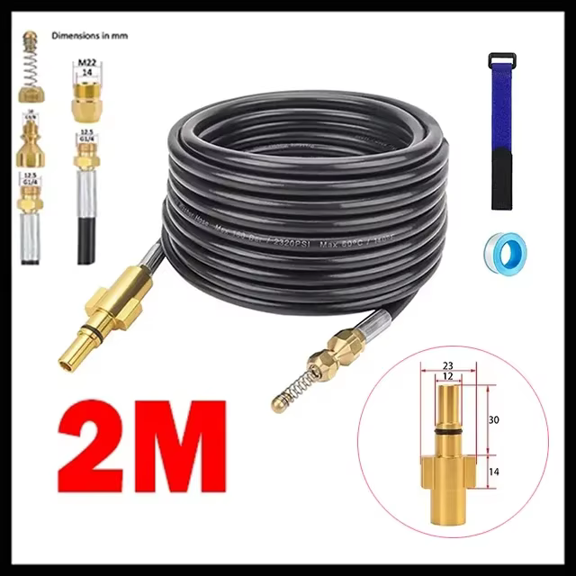 Tuyau de lavage haute pression avec buse, 2 ~ 40m, 3800psi, 160bar, pour nettoyeur de tuyaux d'égout