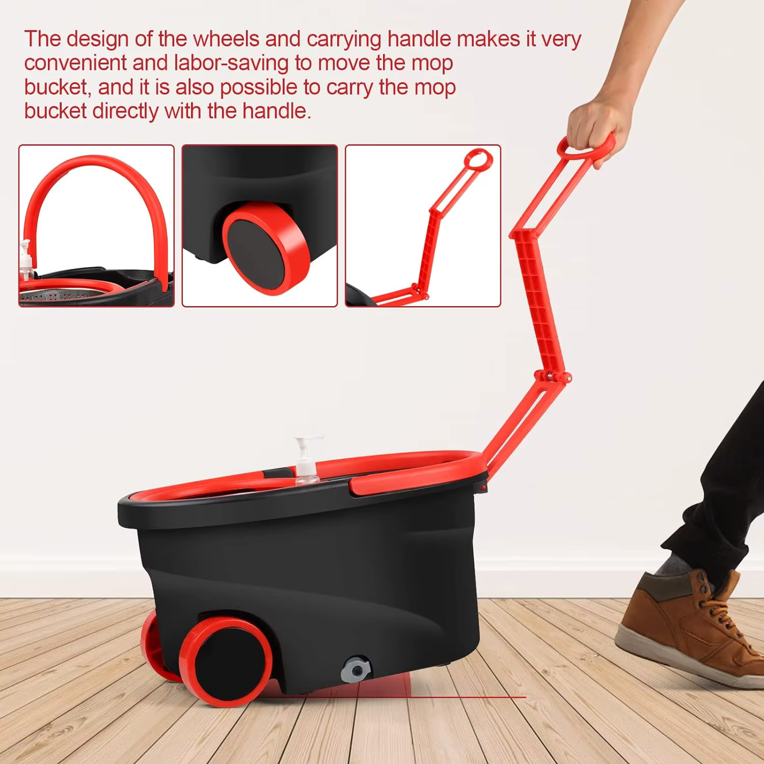 Vadrouille rotative avec 3 têtes de rechange en microcarence, livres à rotation à 360 °, manche arc-