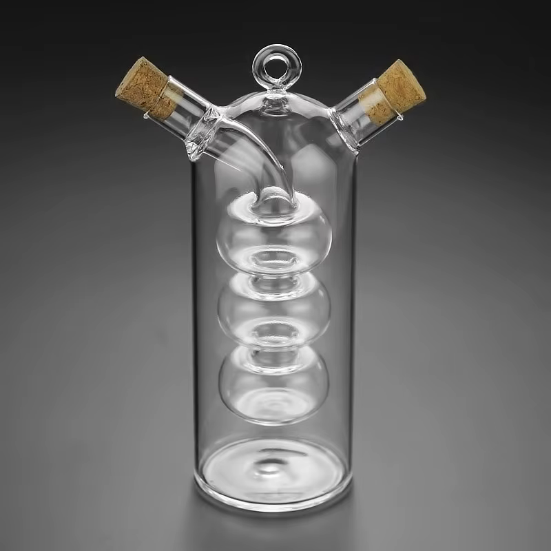Bouteille Double couche 2 en 1, bouteille en verre de vinaigre huile Sauce Condiment assaisonnement