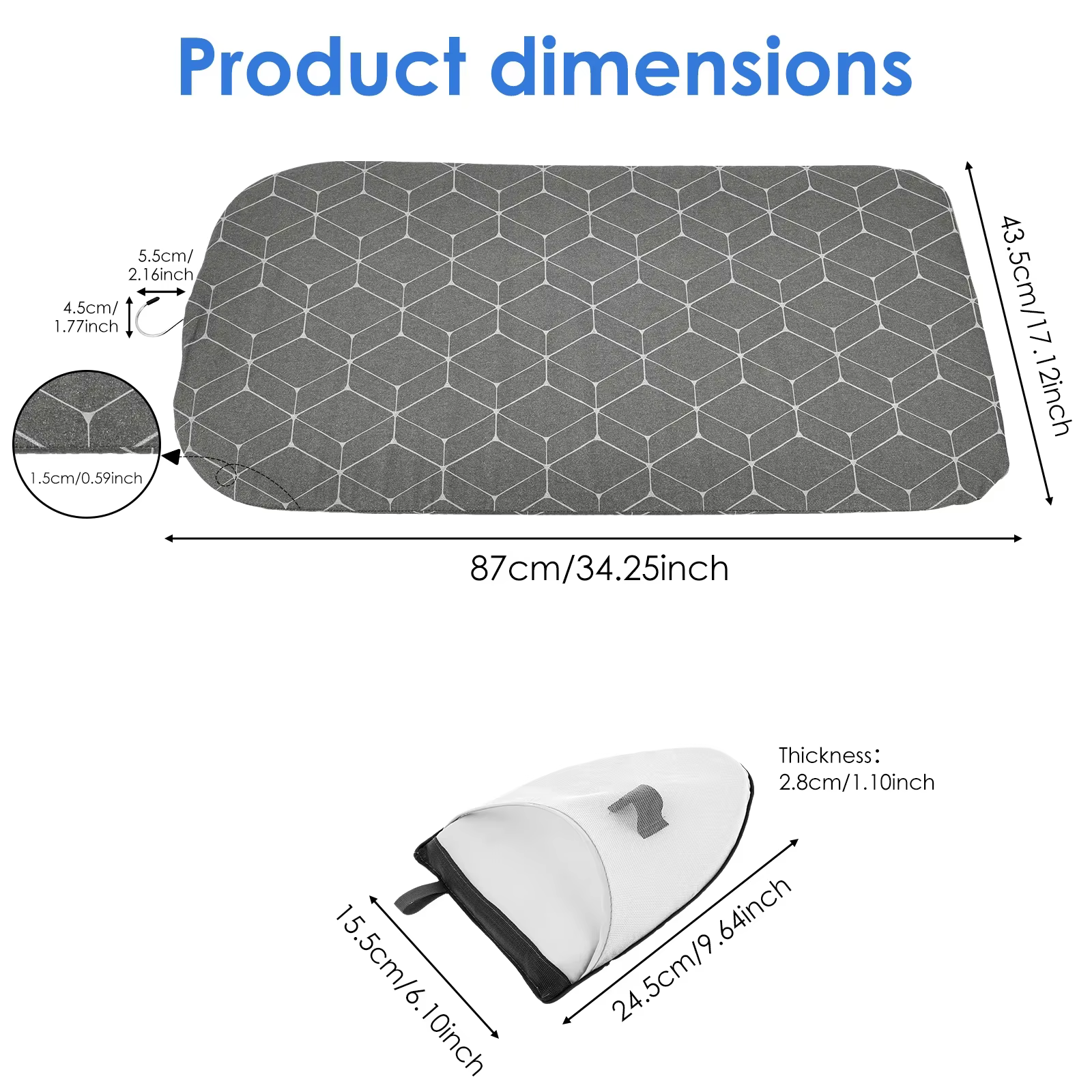 Planche à repasser suspendue Portable et pliable pour vêtements de voyage, planche à vapeur avec gan