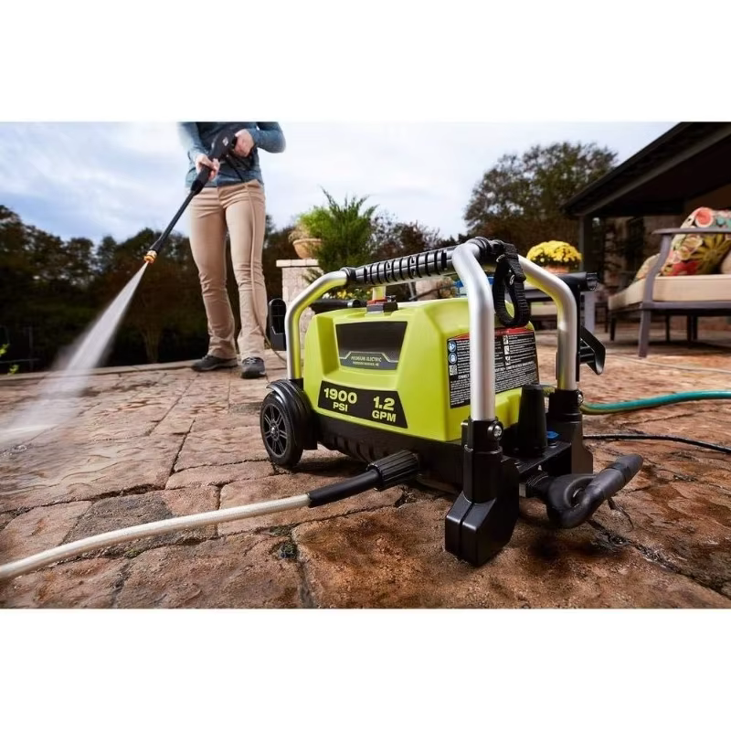 Nettoyeur haute pression électrique à eau froide 1900 PSI 1,2 GPM Haute puissance Portable sur roues