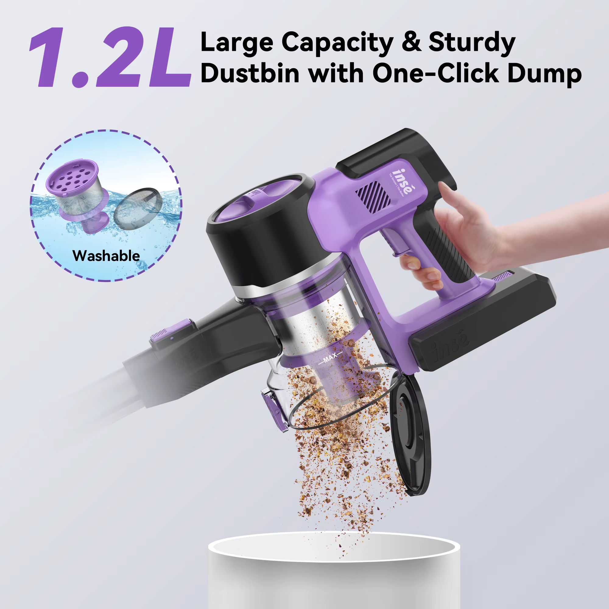 INSE-Aspirateur sans fil aste pour la maison, aspirateur balai 6 en 1, aspiration 26Kpa, 350W, S10P