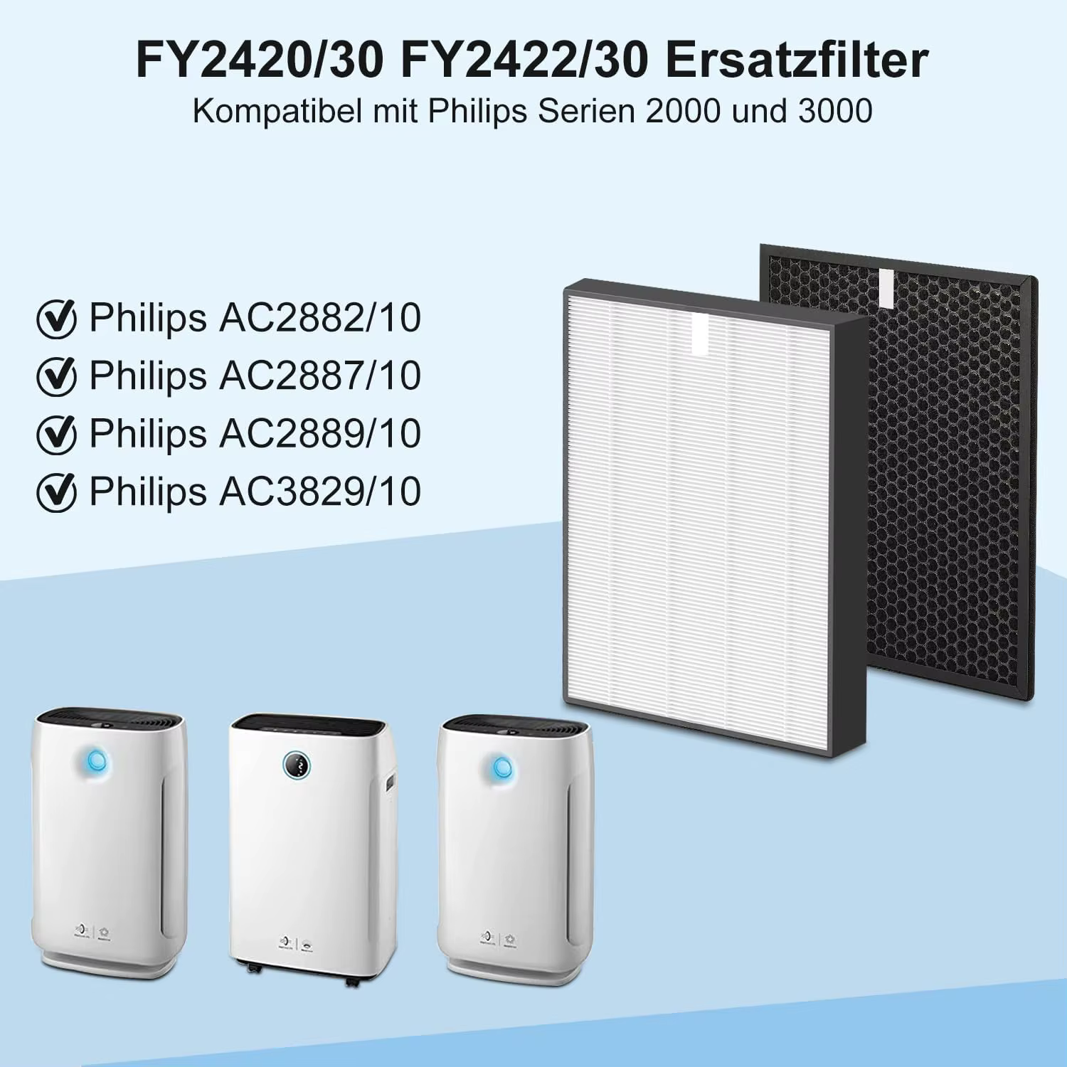 Filtre Fishoney FY2420/30 compatible avec Philips AC2882, AC2887, AC2889 et AC3829, séries 2000 et 3
