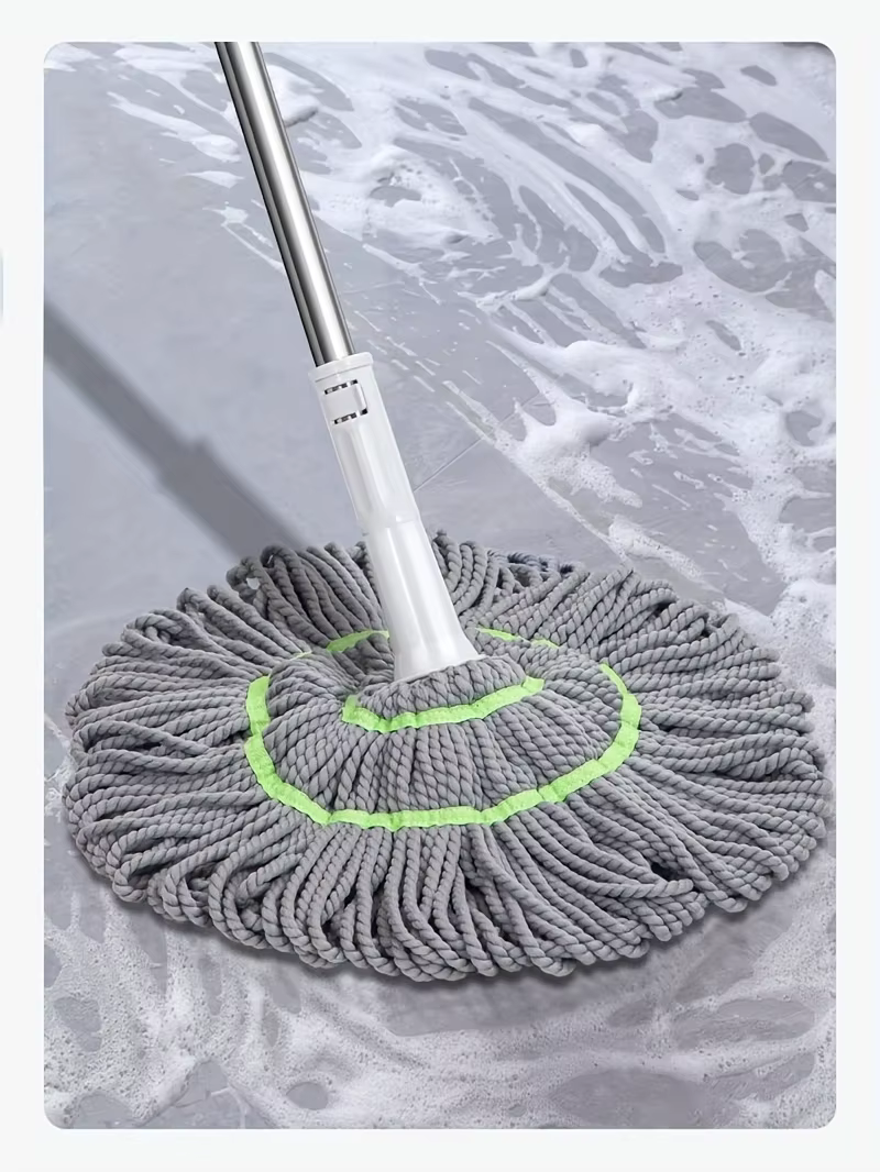 1 vadrouille à essorage automatique |   Nettoyeur de sol en microfibre avec poignée réglable, humide