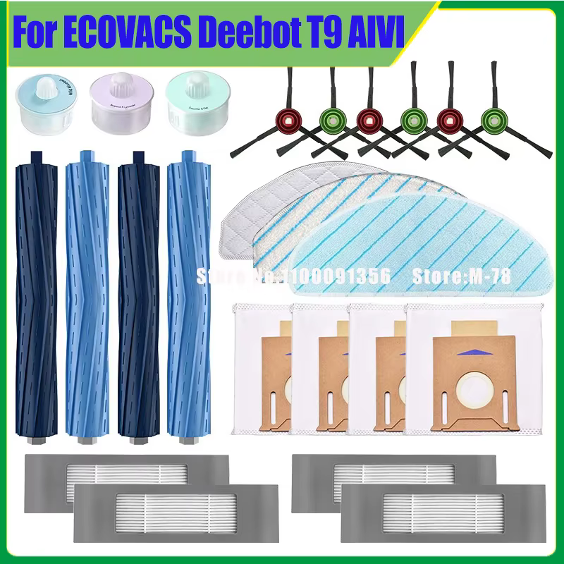 Pour ECOVACS Deebot T9 AIVI Robot aspirateur brosse latérale principale sacs à poussière filtre Hepa