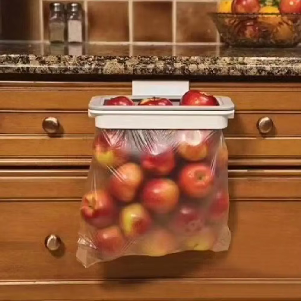 Sac suspendu à ordures en plastique Portable, support de rangement des déchets de cuisine, crochet d
