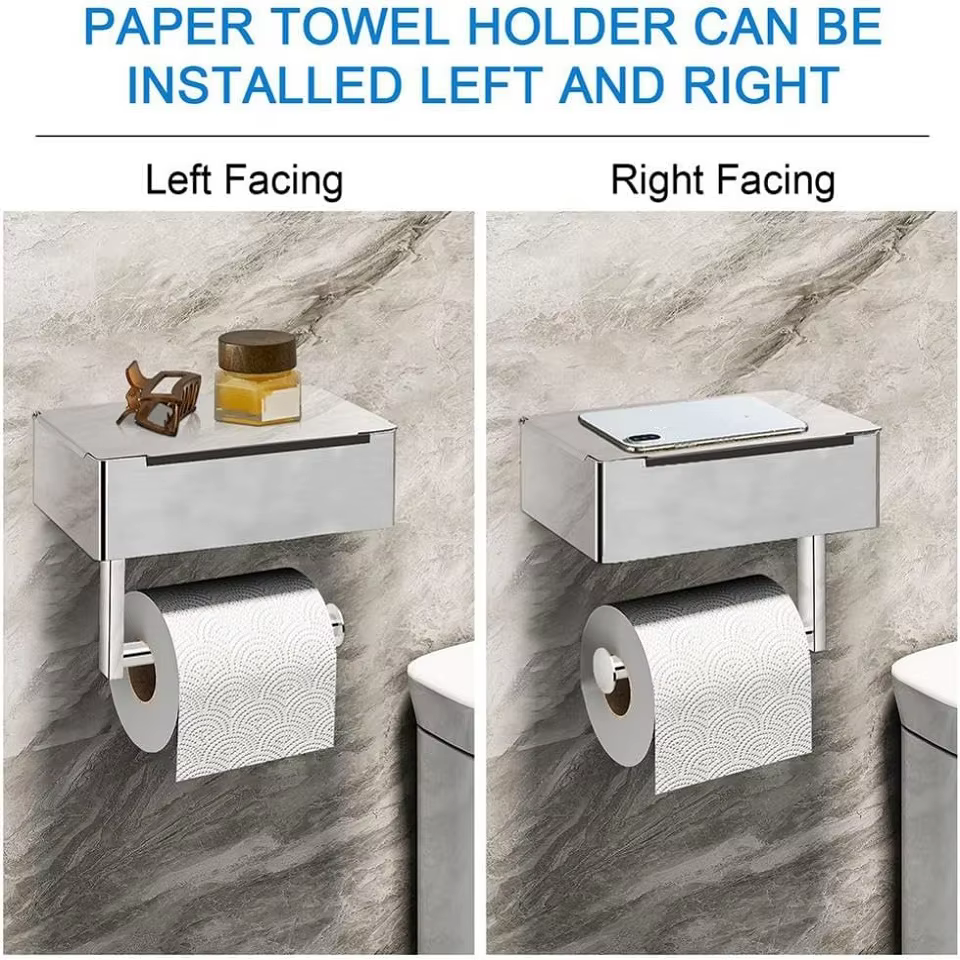 Porte-papier hygiénique avec étagère, distributeur de lingettes jetables, adapté au rangement des li
