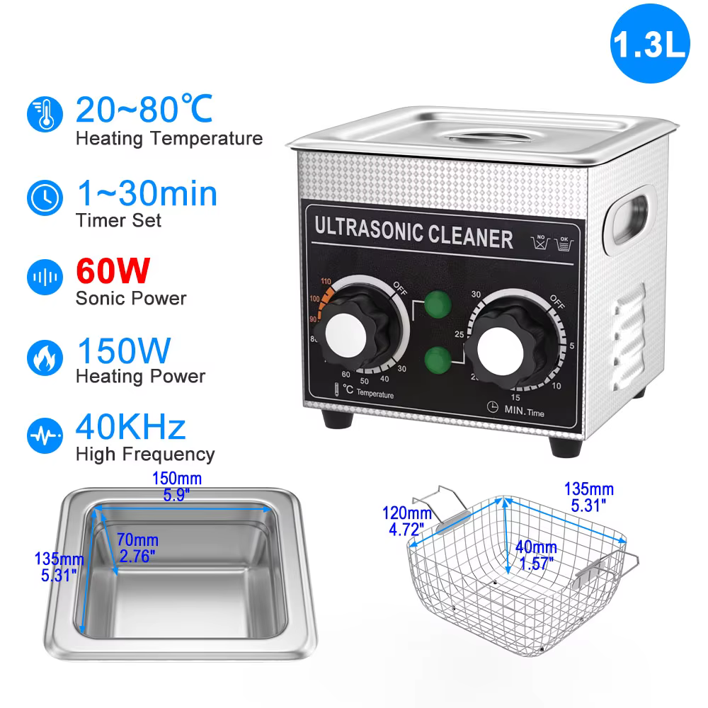 Nettoyeur à ultrasons pour baignoire, machine à laver à ultrasons, prise UE, laveuse de bain, 1,3 L,