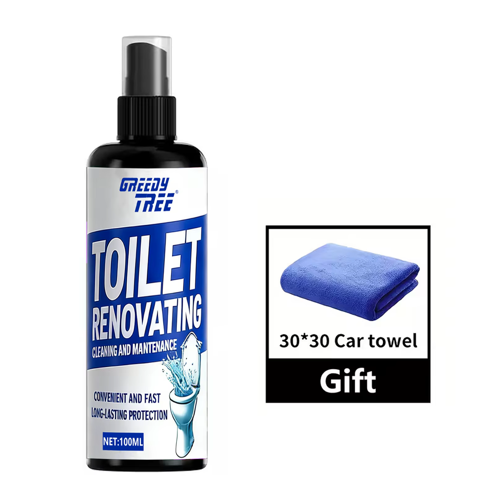 Spray de rénovation pour toilettes, nettoyant et détachant pour cuvettes de toilettes 100 ml, nettoy