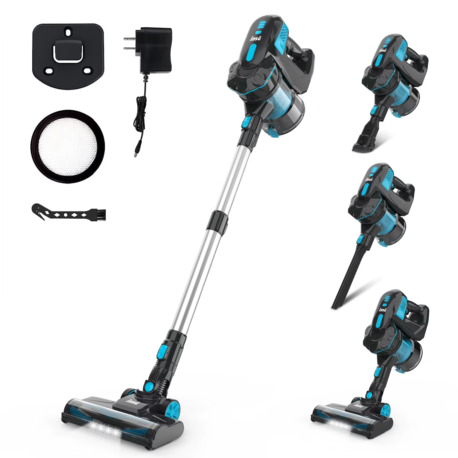 Aspirateur sans fil INSE, aspirateur balai 20KPa jusqu'à 40 minutes d'autonomie, aspirateur balai sa