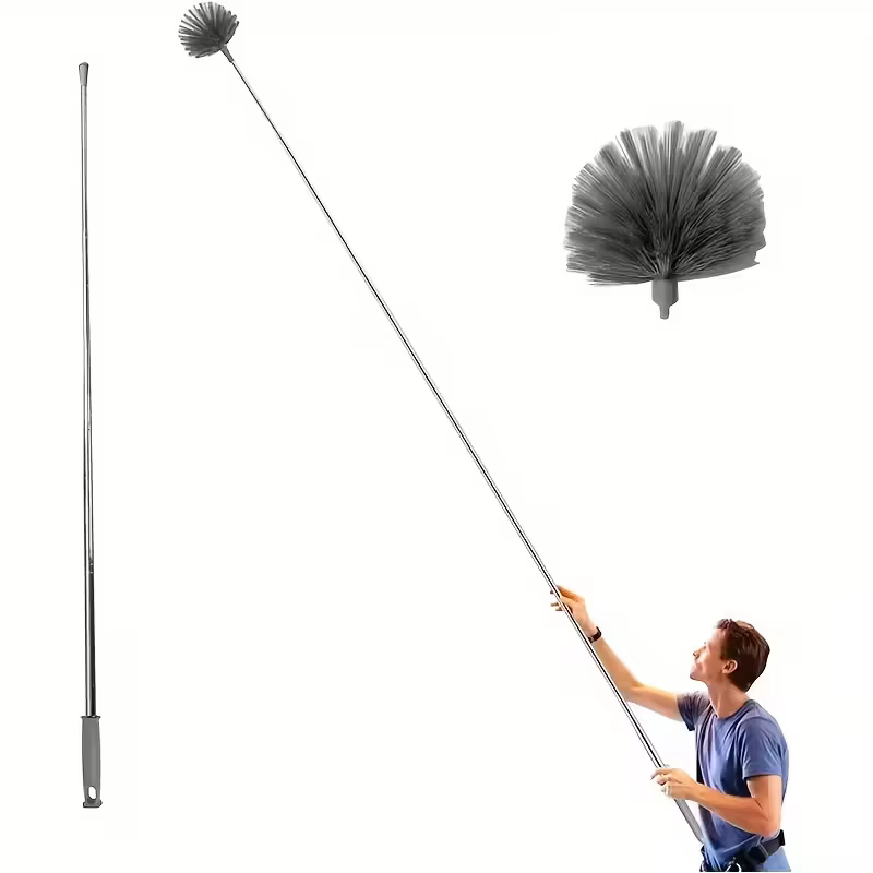 1pc Nettoyeur de plafond en toile d'araignée à longueur réglable - Balai métallique robuste avec poignée ergonomique