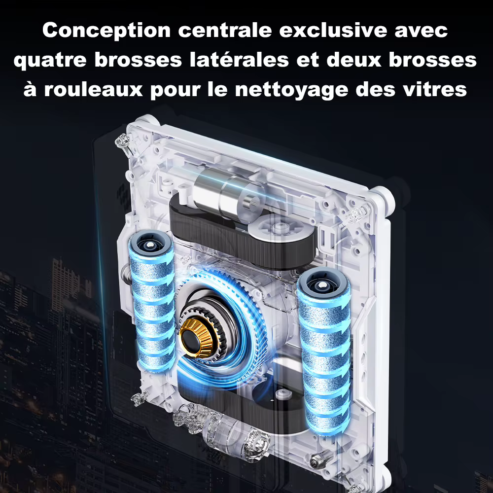 Robot lave-vitres Liectroux S9, 2 brosses rotatives, pulvérisation pompe 6 buses, moteur sans balais, aspiration 10000Pa, 4 brosses d’angle,vitres sans cadre, 8 microrupteurs, appli & télécommande, al