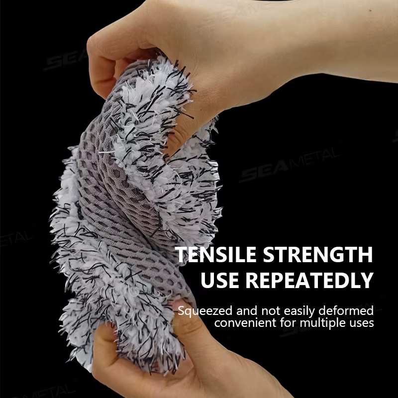 SEAMETAL éponge de lavage de voiture en microfibre filet de Massage en peluche double face brosse de nettoyage de roue