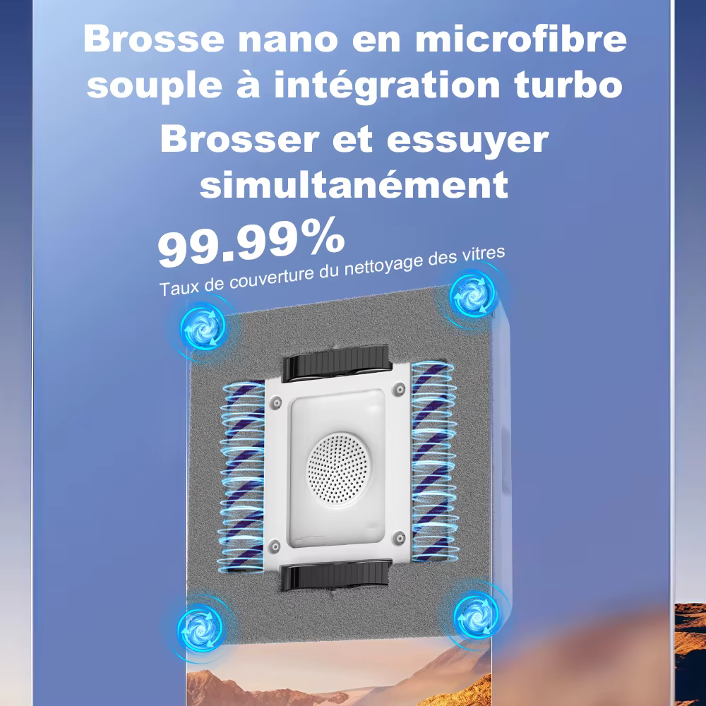 Robot lave-vitres Liectroux S9, 2 brosses rotatives, pulvérisation pompe 6 buses, moteur sans balais, aspiration 10000Pa, 4 brosses d’angle,vitres sans cadre, 8 microrupteurs, appli & télécommande, al