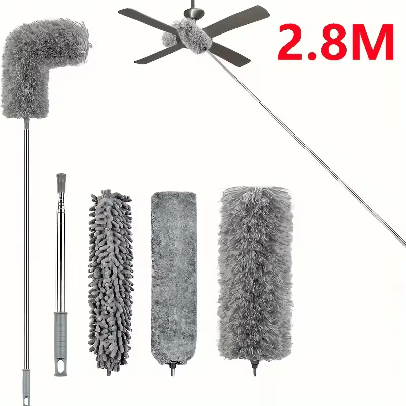 Plumeau extensible en microfibre avec longue poignée pliable – Réutilisable pour ventilateurs de plafond hauts