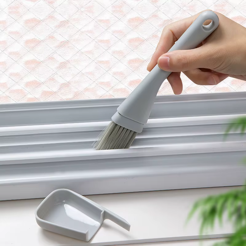 Brosse de nettoyage de fente de fenêtre et pelle à poussière 2 en 1