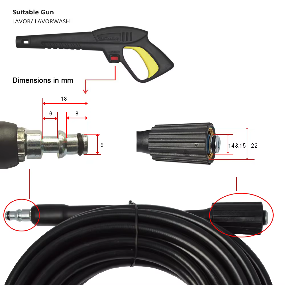 Tuyau de nettoyage à eau haute pression 10m x 160 bar