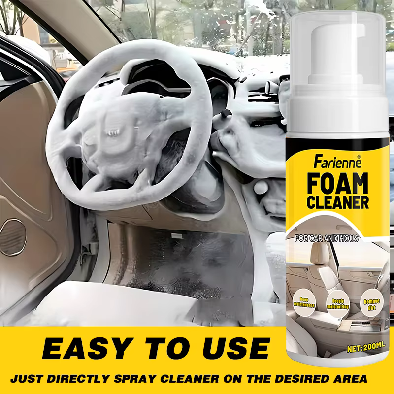 Farienne 200ML Nettoyant Multi-Usages Mousse Nuageuse pour Voiture et Maison – Nettoyage en Profondeur