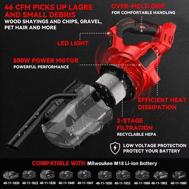 Aspirateur à main sans brosse sans fil pour sol/tapis/voiture/poils d'animaux de compagnie