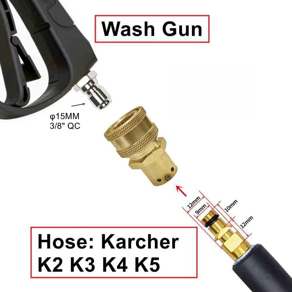 Adaptateur de tuyau de pistolet de lavage à connexion rapide 3/8 "