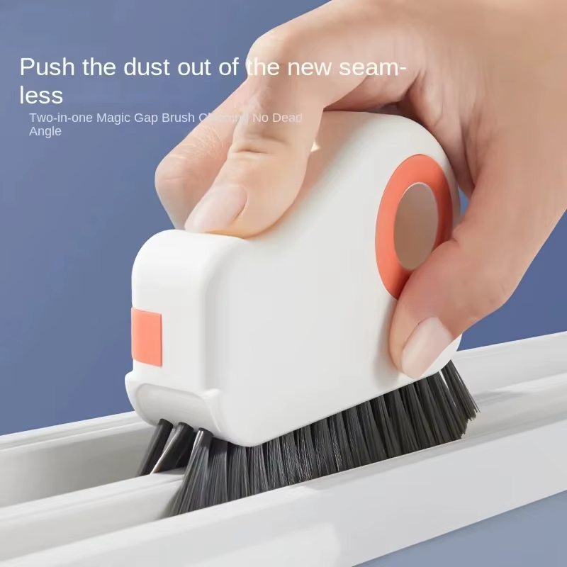 Brosse de nettoyage pour rails de fenêtre, ensemble de 2 pièces, nettoyeur d'angle pour verre, nettoyeur de joints de portes et fenêtres, nettoyeur en plastique pour salon, chambre, cuisine