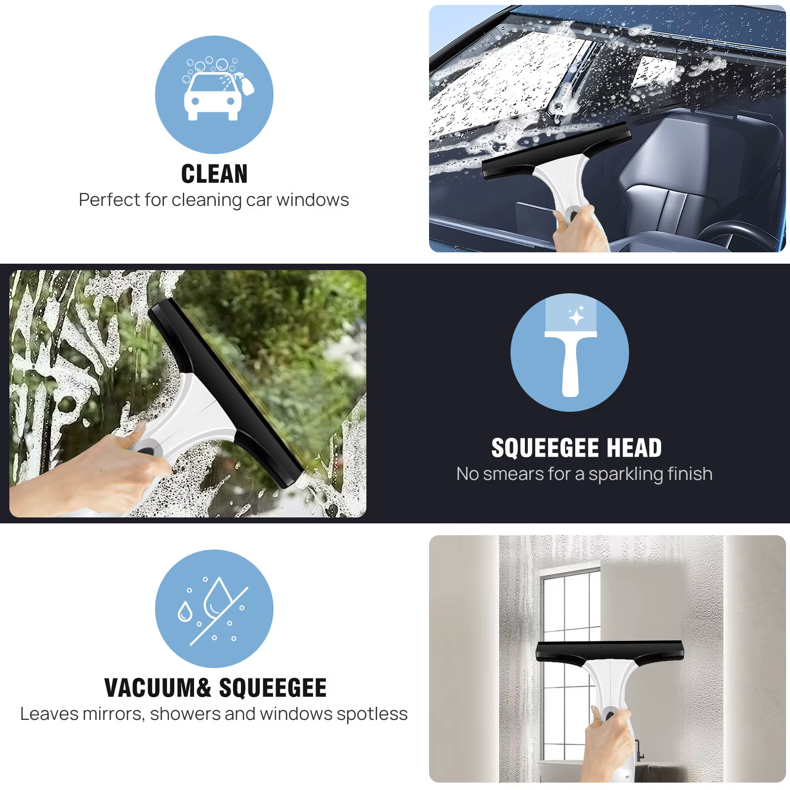 Aspirateur de fenêtre sans fil rechargeable 3 en 1