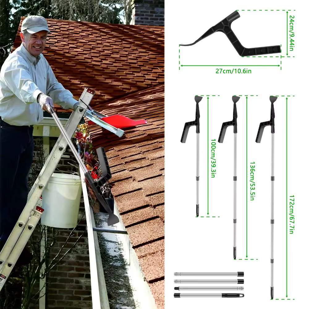 Brosse de nettoyage de gouttière télescopique extensible