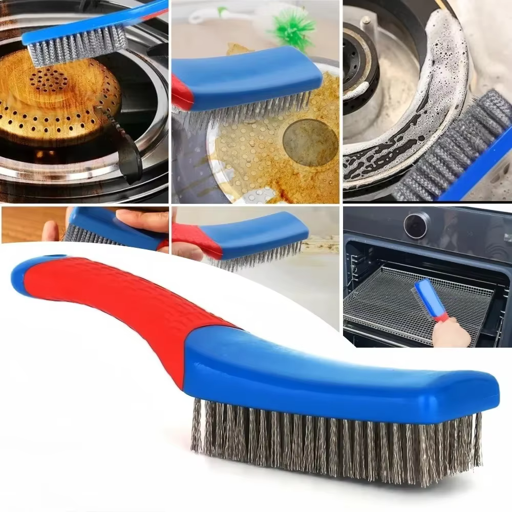 Brosse métallique robuste en acier inoxydable avec poignée en plastique confortable - Parfaite pour éliminer la rouille, les scories de soudure, la saleté et la peinture