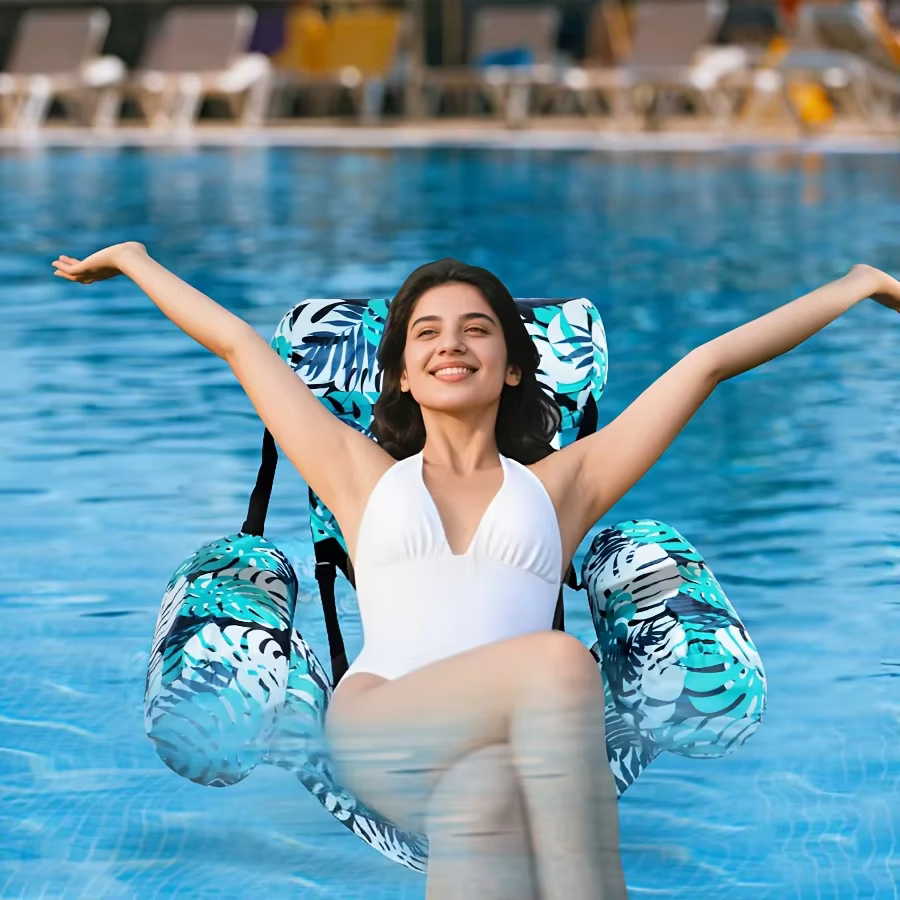 Chaises flottantes d'été pour piscine, chaise longue gonflable pour adultes avec accoudoirs et dossier, transat flottant pour l'eau, hamac aquatique pour s'amuser dans l'eau