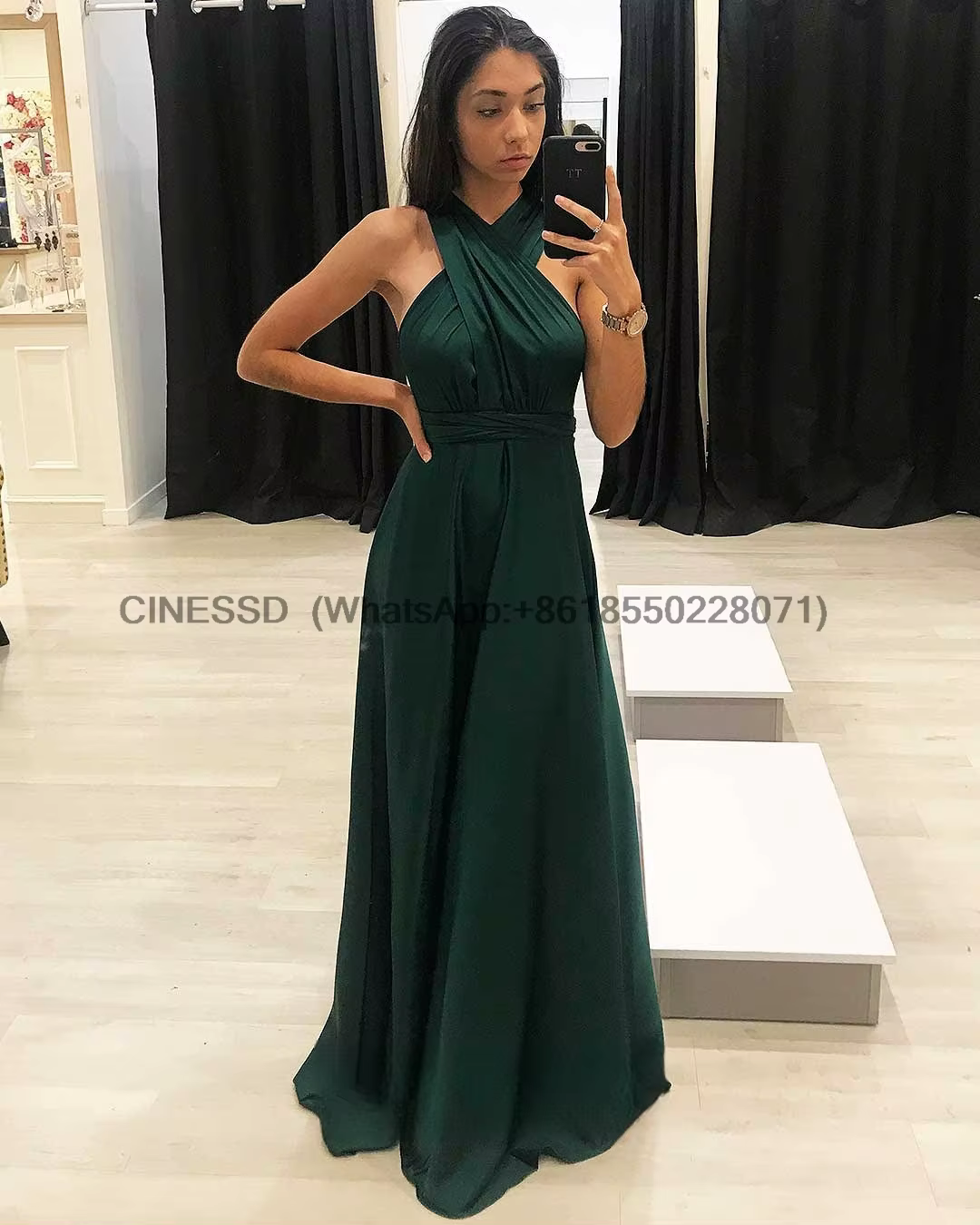 Robe de bal longue en Satin, élégante, col multiple, froncée, Corset, plissée, sans manches, dos nu, robes de bal formelles, ligne a