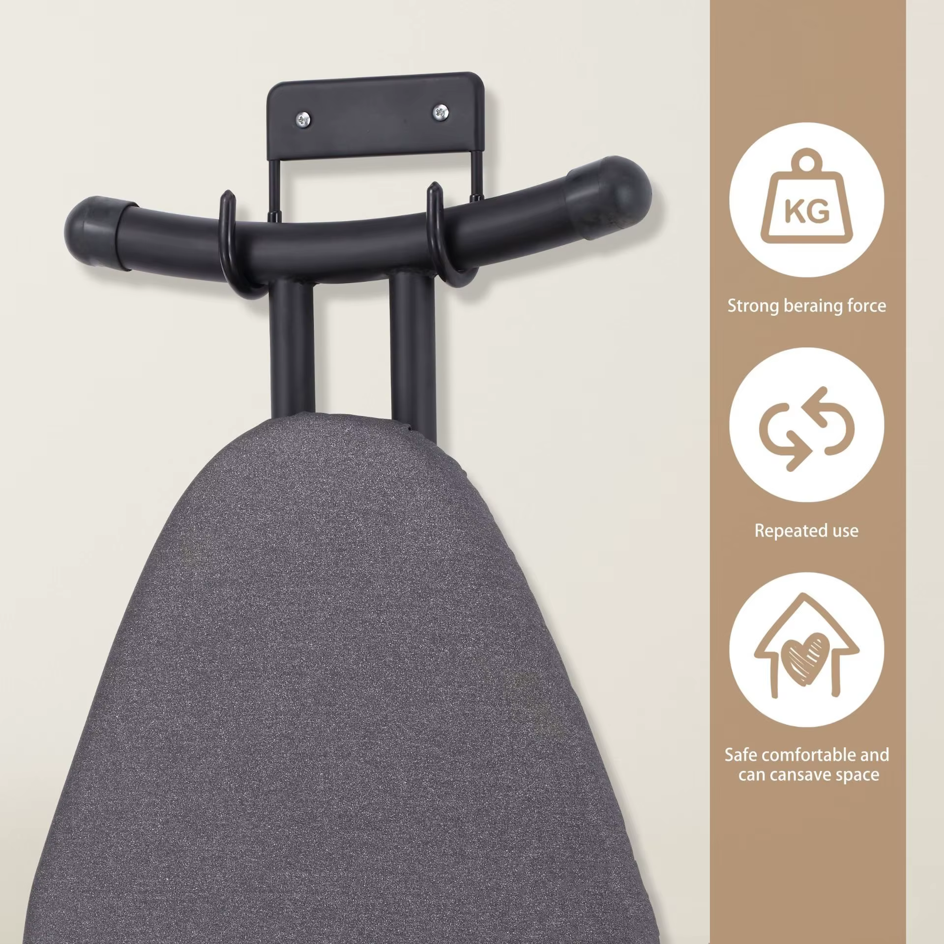 Planche de fer support mural cintre organisateur sur porte
