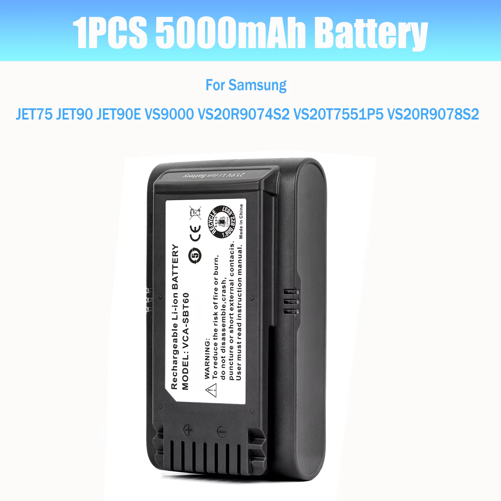 1-3 pièces 21.6V VCA-SBT90EB 4000mAh/5000mAh batterie d'aspirateur pour Samsung VCA-SBT90