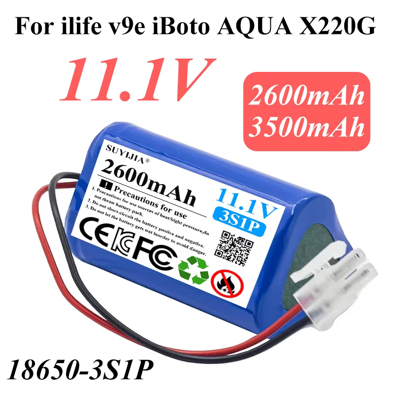 Batterie au lithium 11.1V 3500mAh 2600mAh pour robot de balayage ilife v9e
