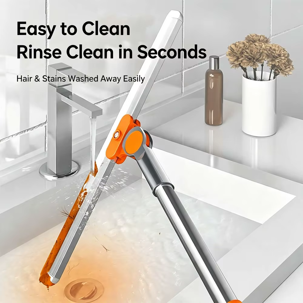 Balai serpillère télescopique multifonctionnel magique avec lame en silicone de 35-48 cm de large pour salle de bain, fenêtres, vitres, douche et dépoussiéreur de cuisine