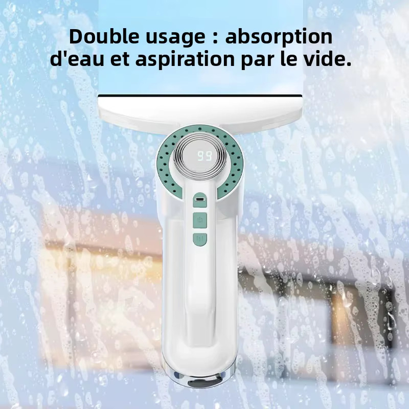Nettoyeur de vitres électrique sans fil, grattoir en silicone souple absorbant l'eau, grattoir pour nettoyer les vitres, rechargeable par USB