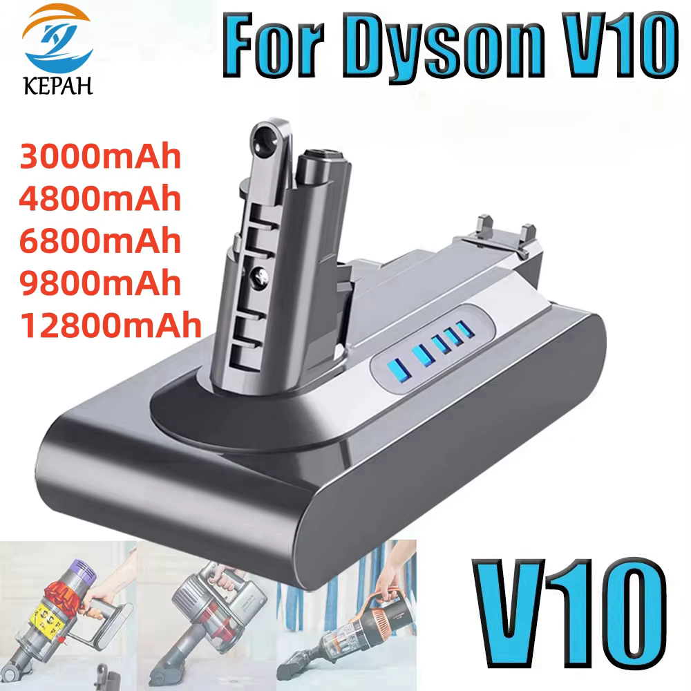 Batterie de remplacement V10 Lithium-ion 25.2V 12800mAh pour aspirateur Cyclone moelleux remplaçable absolu