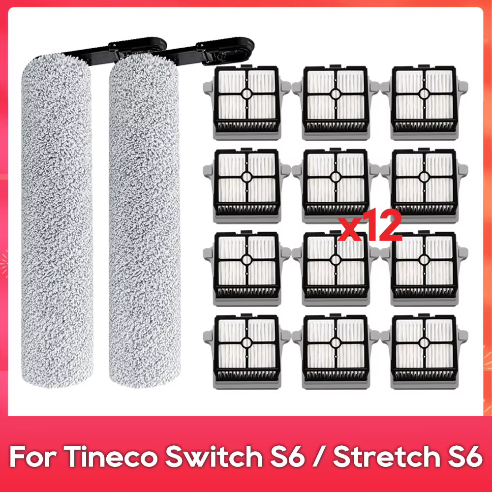Compatible Pour (Tineco Floor One Switch S6 / Stretch S6) Pièce Aspirateur Sec et Humide Consommable Brosse Rouleau Filtre HEPA Accessoires