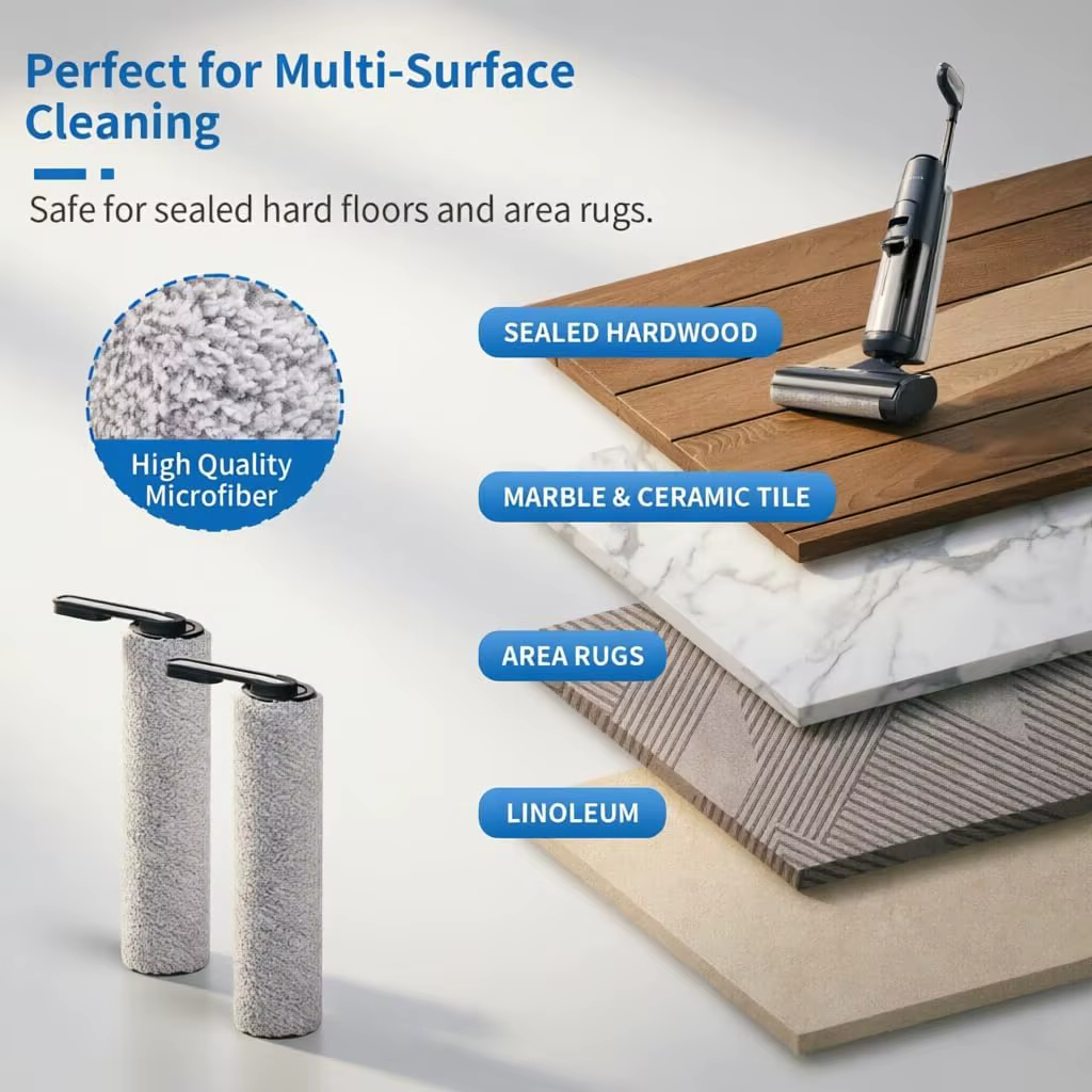 Ensemble de 4 pièces (2 rouleaux brosse + 2 filtres) pour Tineco Floor One S5/S5 Combo/S5 Pro