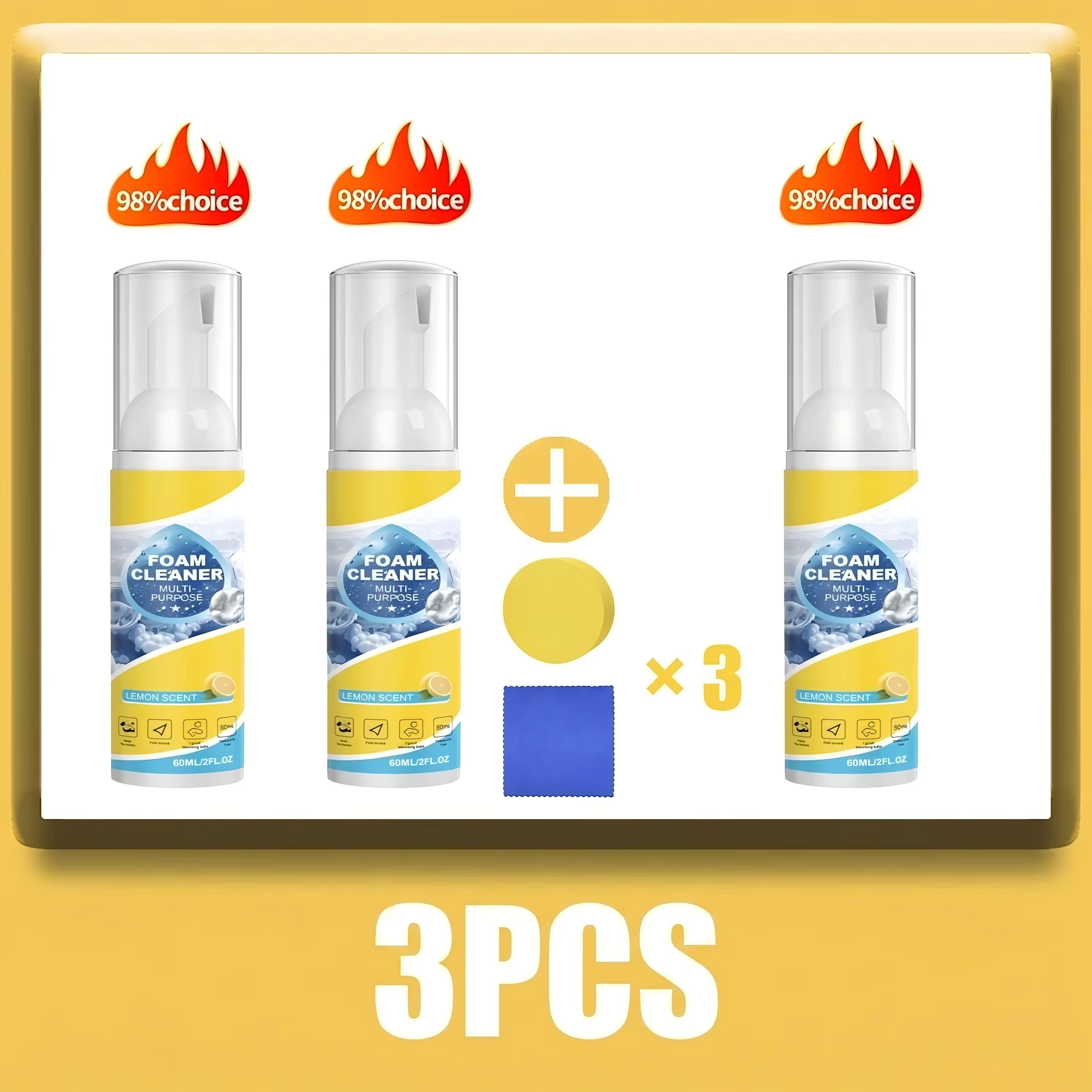 Nettoyant moussant multi-usages 2-en-1 pour sièges de voiture et éliminateur de taches sur tissus