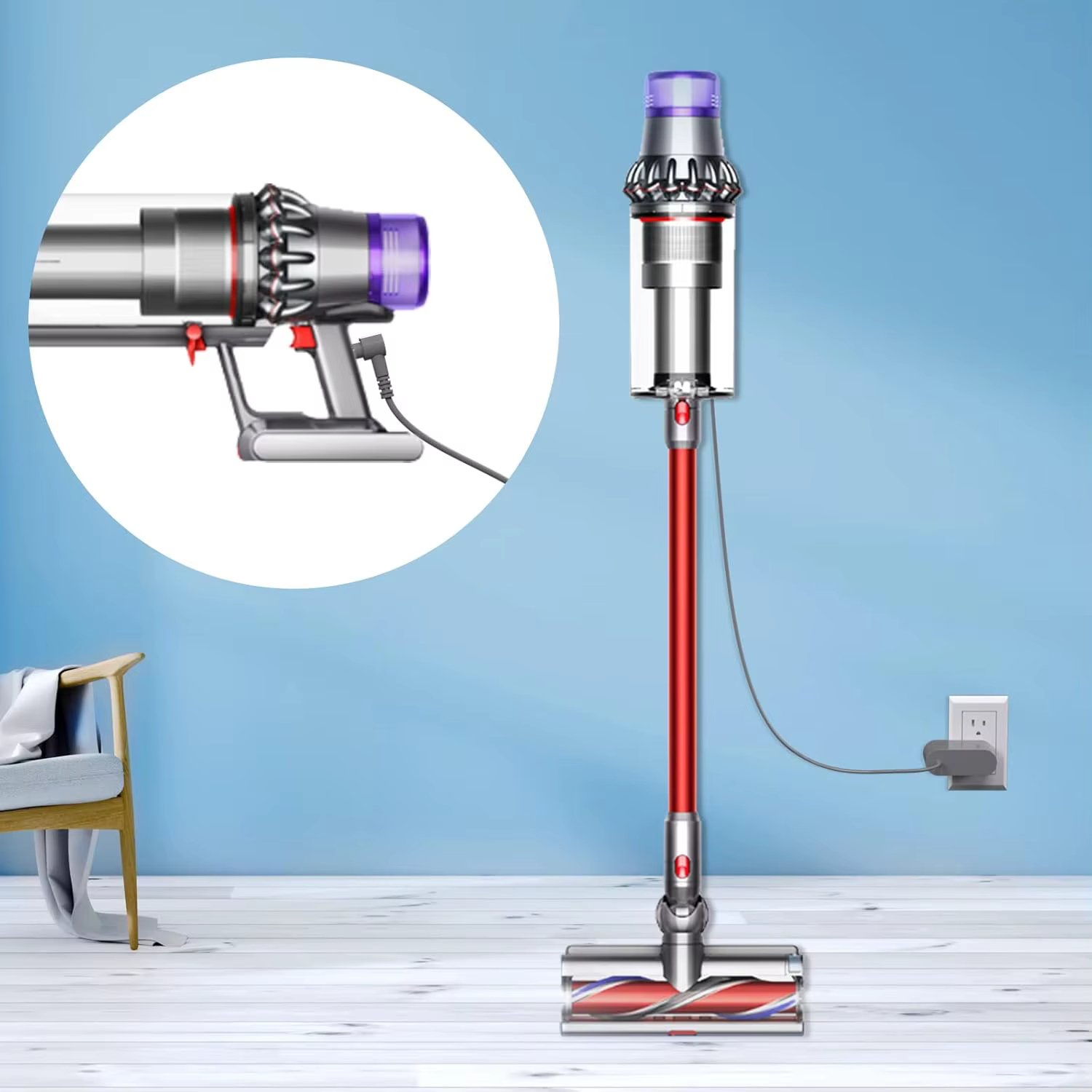 Chargeur 30.45V 1,1a pour aspirateur Dyson V10 V11 V12 V15 SV12 SV14 SV15 SV16 33W, adaptateur d'alimentation avec cordon de 1.8m