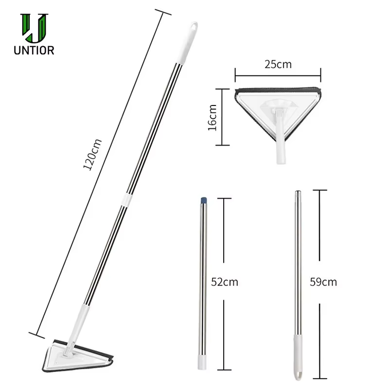 UNTIOR – nettoyeur de vitres télescopique à longue tige, multifonctionnel, sec et humide, rotatif, outils de nettoyage doux pour la maison