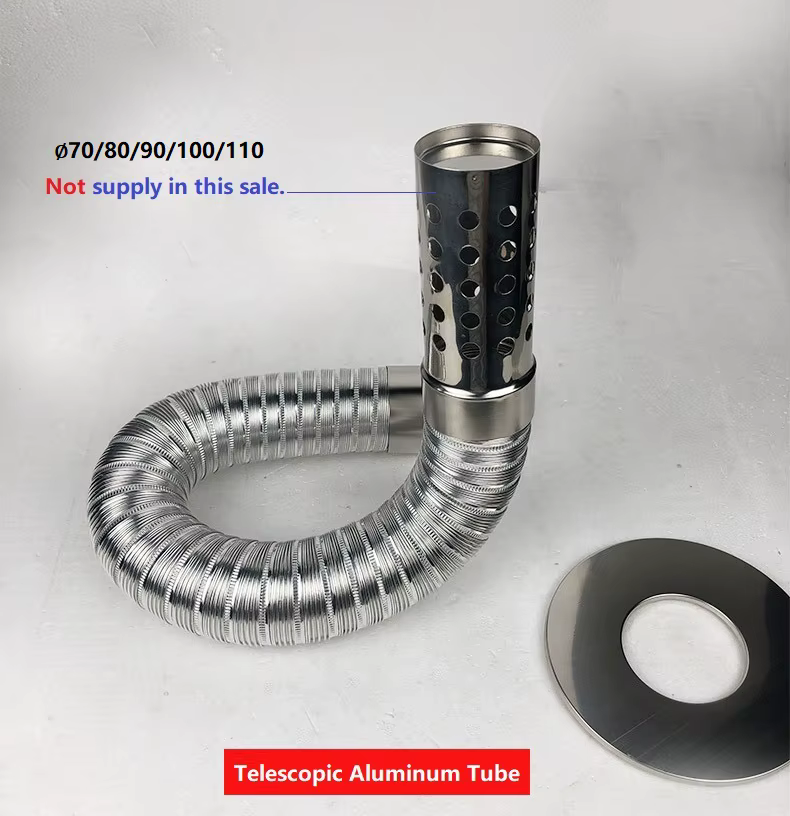 Tuyau Semi-flexible en aluminium de 70mm 1m avec connecteur en acier inoxydable, Tube d'échappement de fumée pour chauffe-eau/conduit de Ventilation de salle de bains