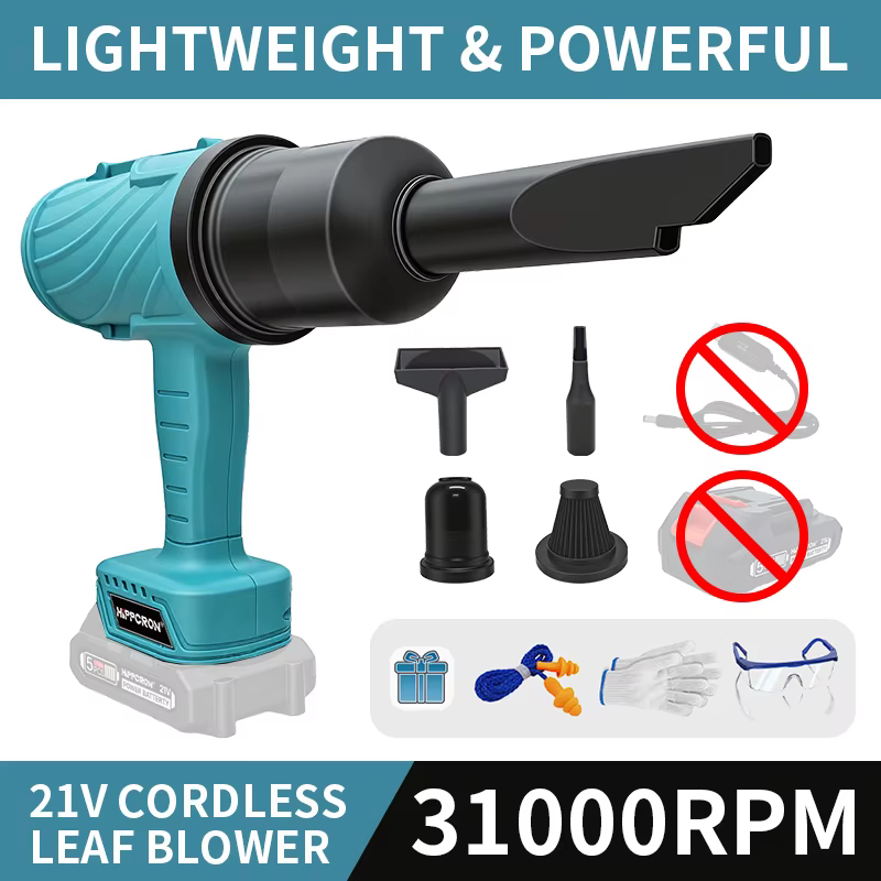 HIPPCRON Souffleur d'air électrique sans fil 2-en-1 31000 tr/min, aspirateur portable haute vitesse 25 m/s pour Makita 18V (sans batterie)
