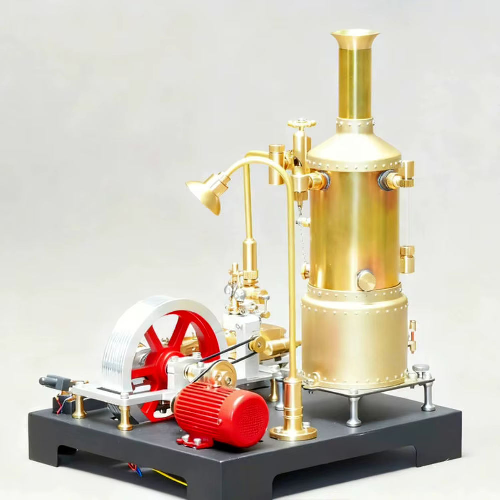 Kit de Modélisation de Machine à Vapeur Stationnaire SE-03, Modèle de Moteur à Vapeur Démarrable avec Chaudière, Générateur et Support Lumineux, Usinage CNC