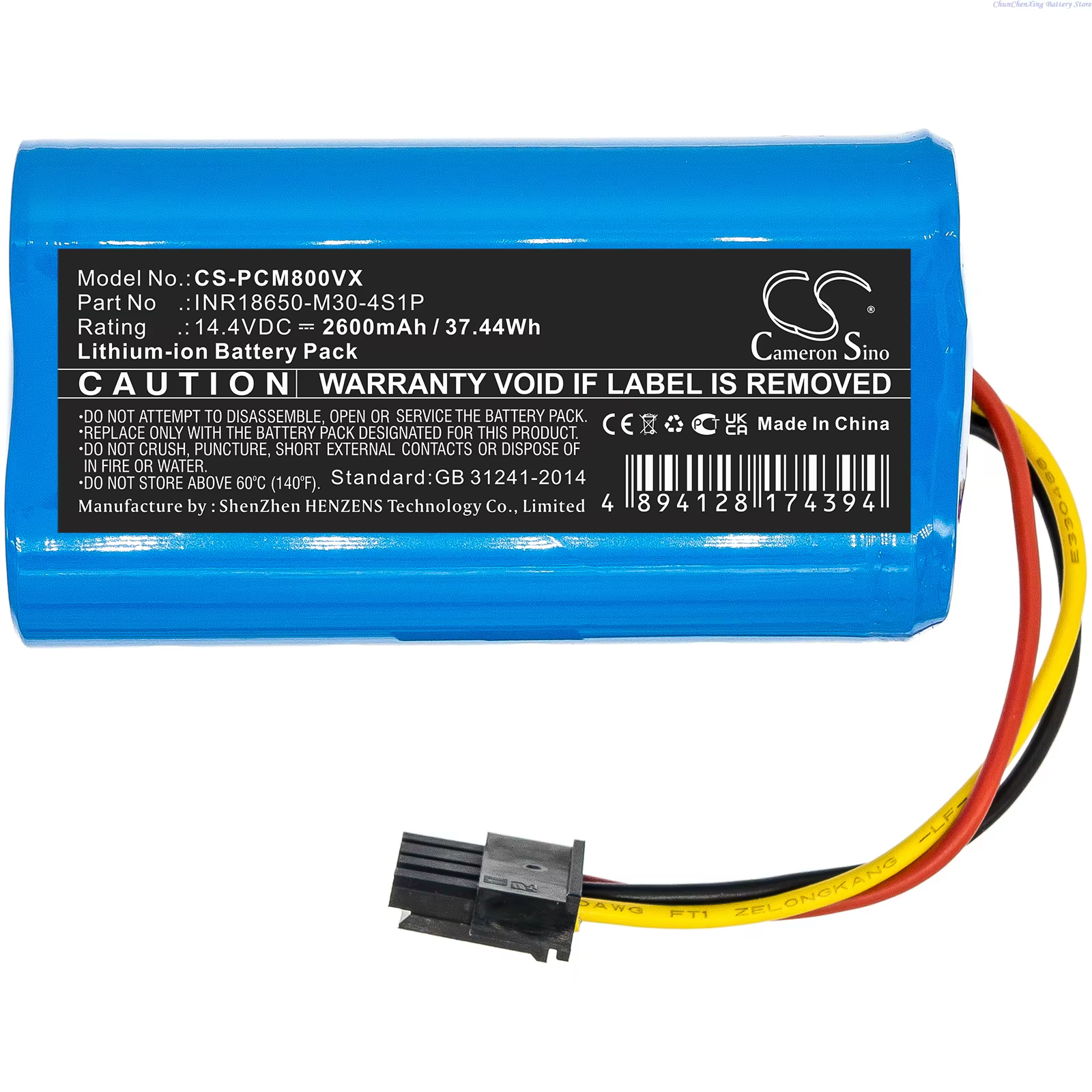 Batterie pour aspirateur 14.4V 2600mAh INR18650-M30-4S1P T-4S1P-B-U21 CFS32-4S1P pour Proscenic M8
