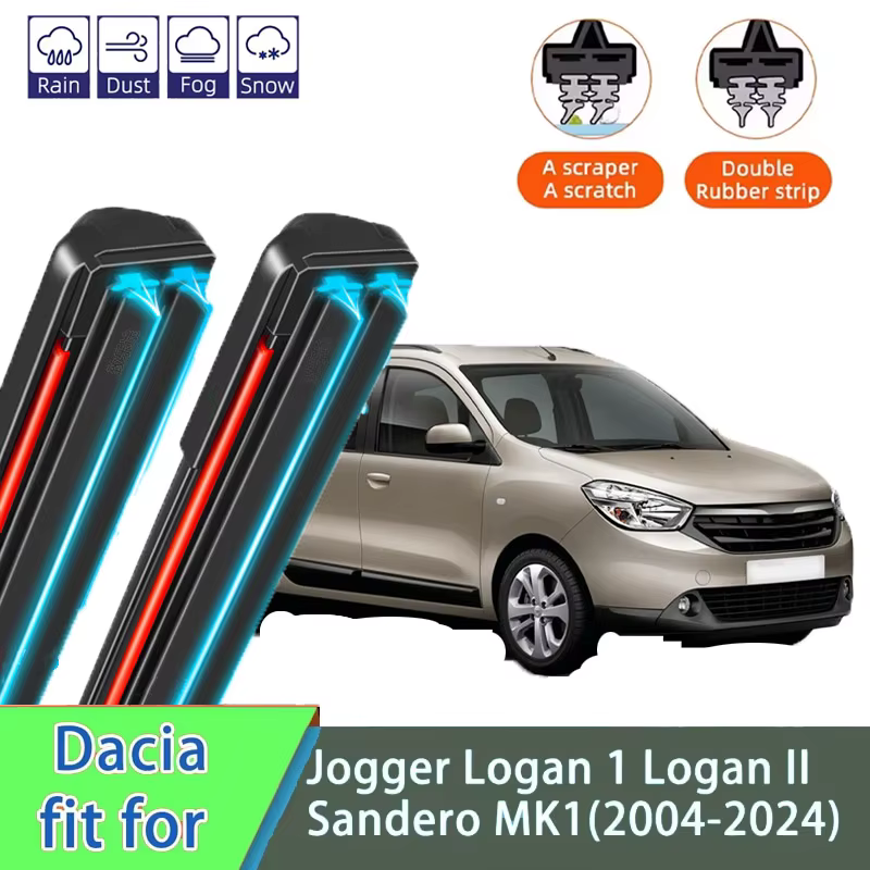 Essuie-glace avant Double en caoutchouc, balais d'essuie-glace, accessoires de voiture, pour Dacia Jogger Logan 1 Sandero MK1 Logan II