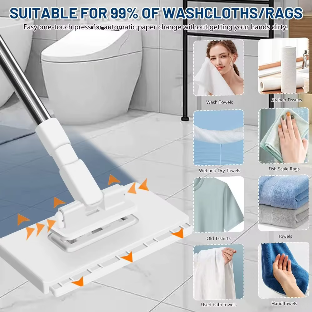 Nouveau avec 3 chiffons réutilisables vadrouille mains libres 360 °   Serre-tête rotative, Clip de vadrouille automatique, vadrouille, dépoussiérage
