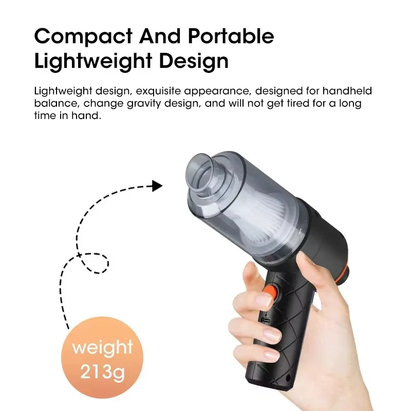 Aspirateur portable pour voiture 6000PA, pompe USB portative, pratique pour la maison, le bureau et le nettoyage des poils d'animaux