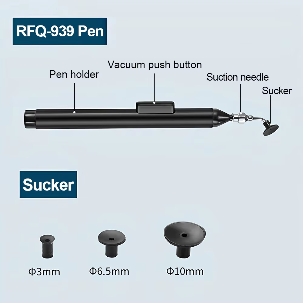 Stylo d'aspiration sous vide IC SMD, pompe à ventouse, pince à épiler IC SMD, outil de ramassage, outils de dessoudage à souder avec 3 têtes d'aspiration