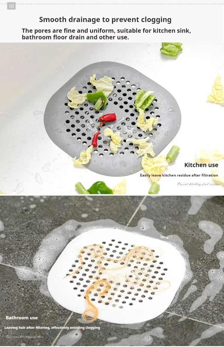Tapis de drain de sol avec ventouse pour évier, cuisine et salle de bain, filtre anti-bouchon pour cheveux
